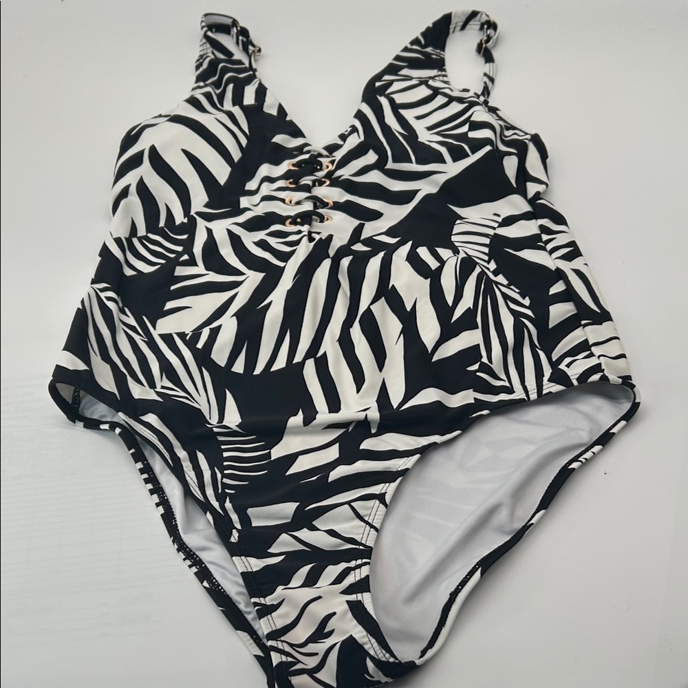 Women’s Black & White Zebra One-Piece Swimsuit - Picture 14 of 16